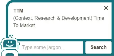 Screenshot of JargonBot, a chat interface for looking up GSK acronyms and jargon