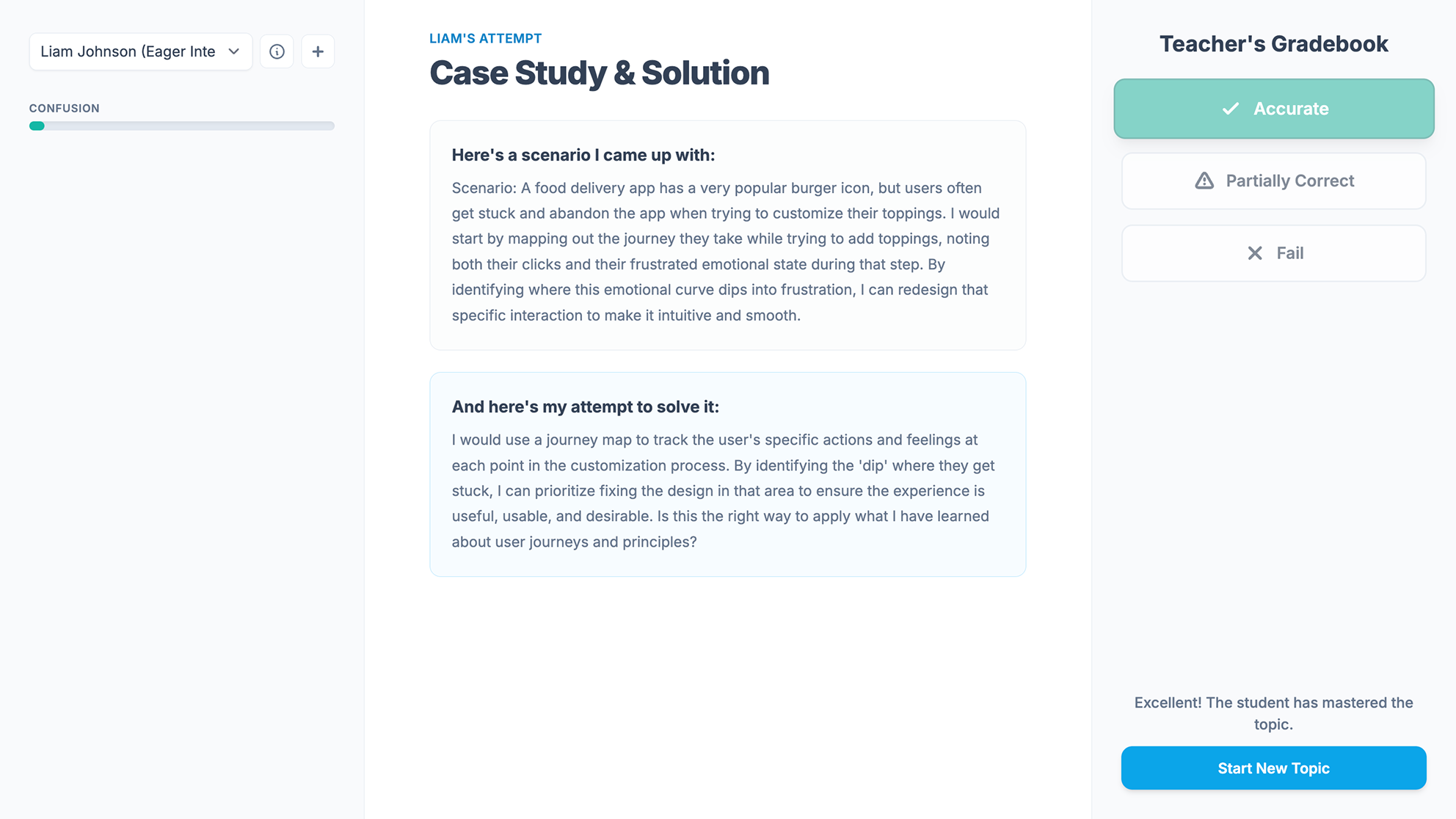 The user is teaching the AI about user experience design