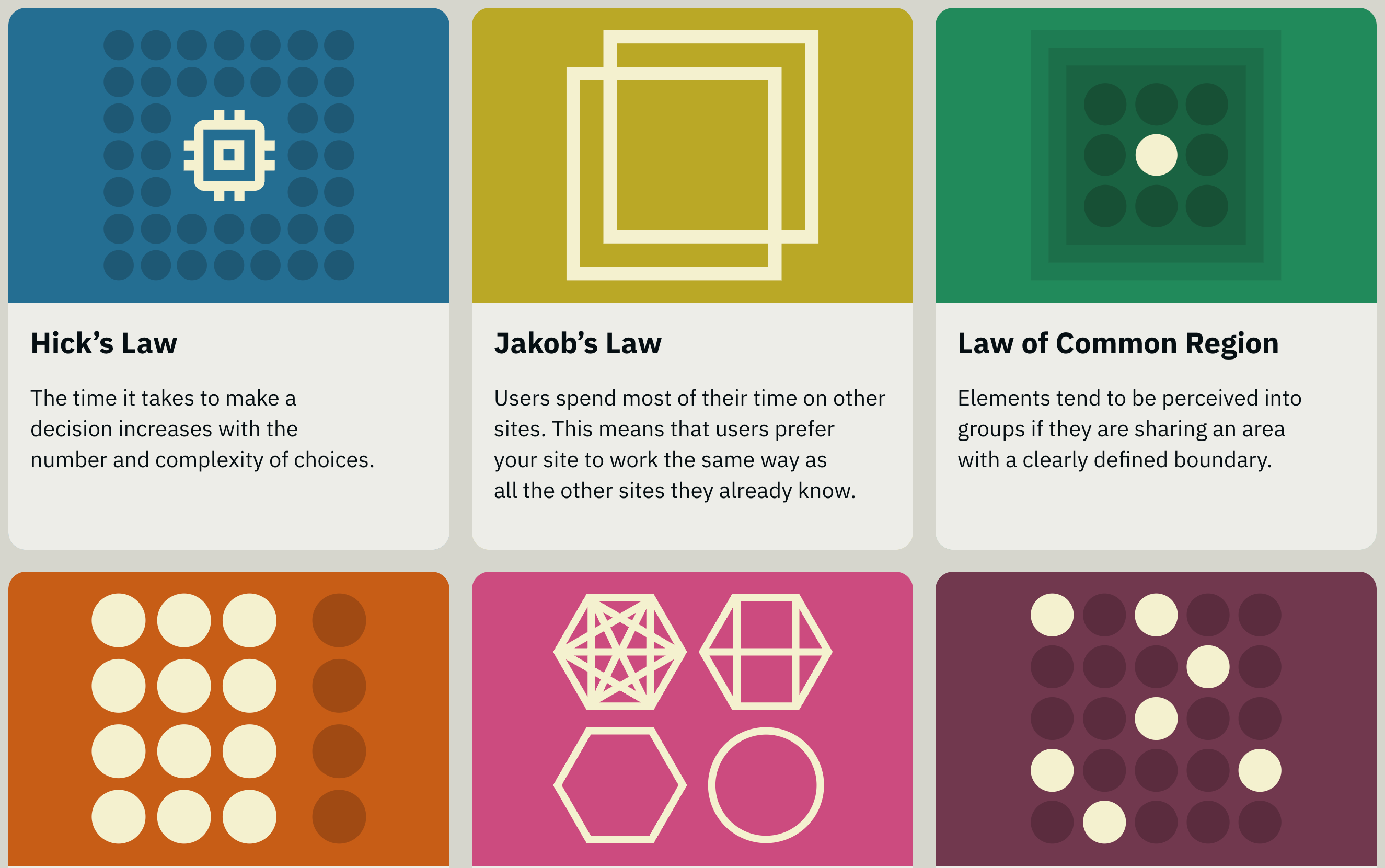 A screen capture a portion of the Laws of UX website home page